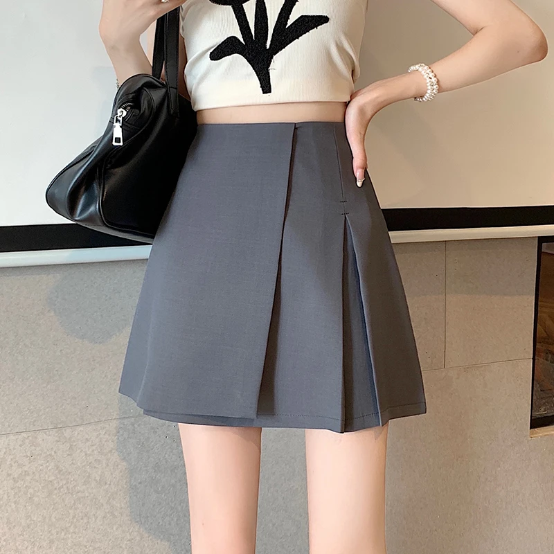 灰色百褶裙半身裙女秋季2025新款小个子a字半裙高腰显瘦包臀短裙