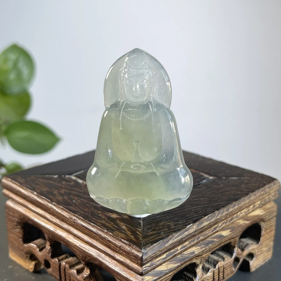 JGB16-213  天然缅甸A货翡翠  素衣观音
