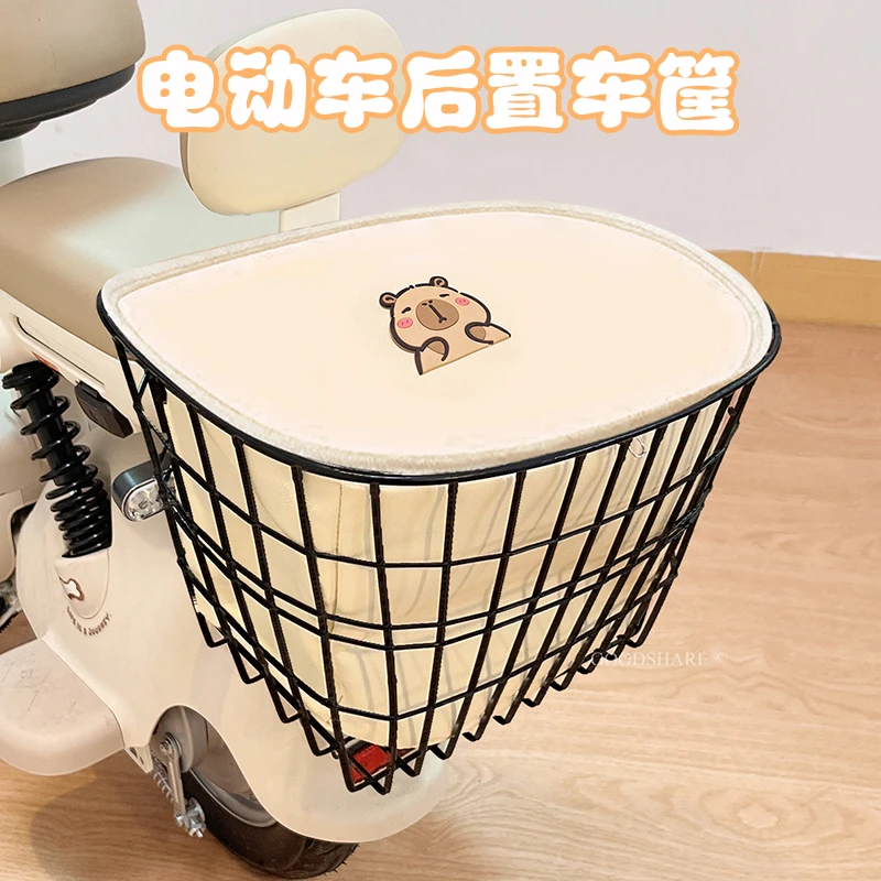电动车后置车筐内胆包可爱卡通卡皮巴拉电瓶车防水车篮子置物神器