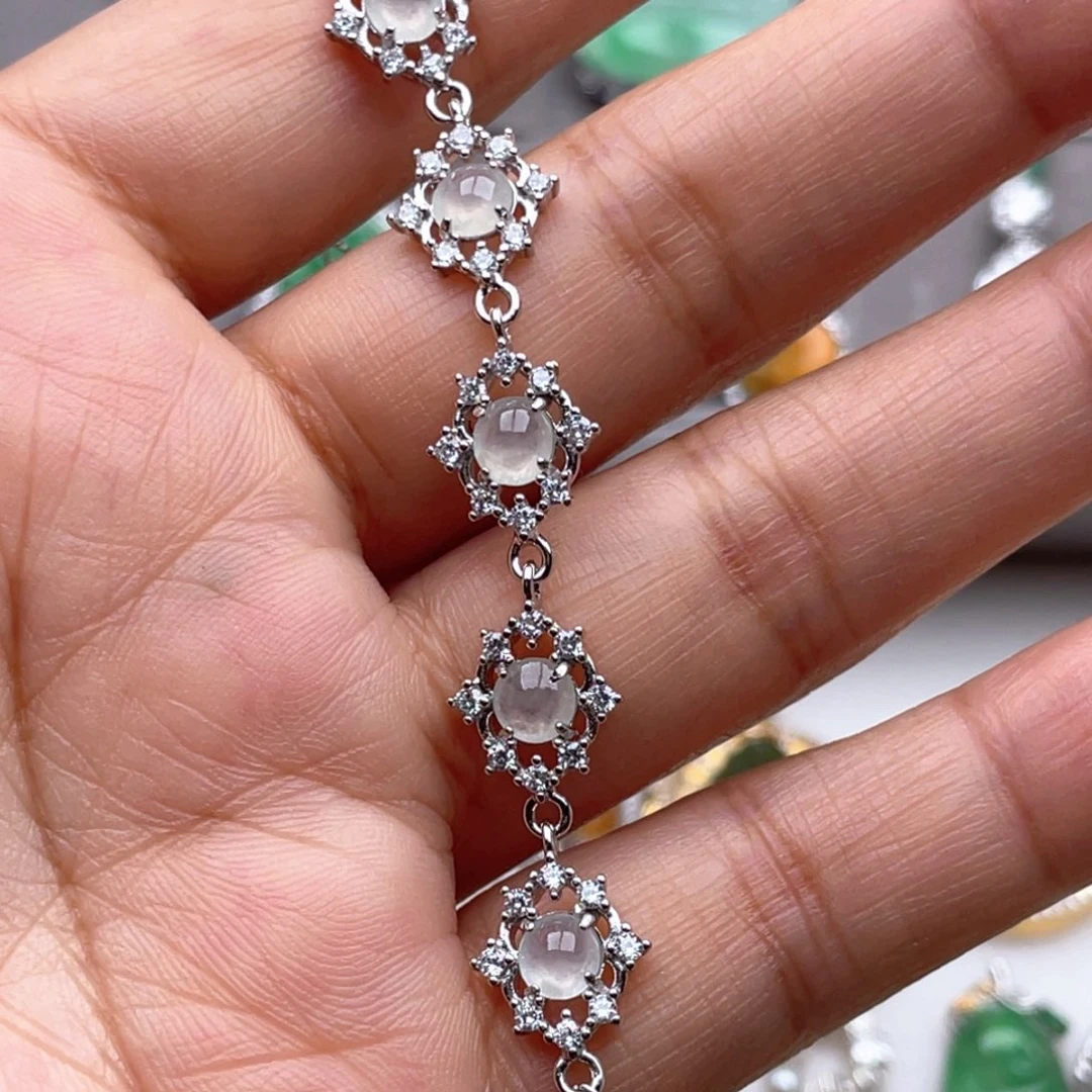 翡翠银S925镶嵌手链