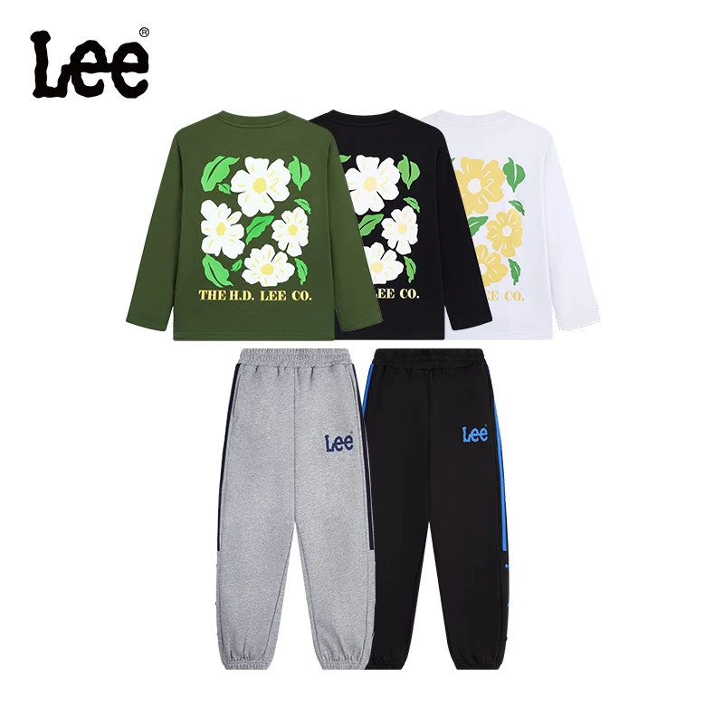 Lee儿童春秋开学季潮童套装男童女童舒适初秋长袖圆领T恤套装
