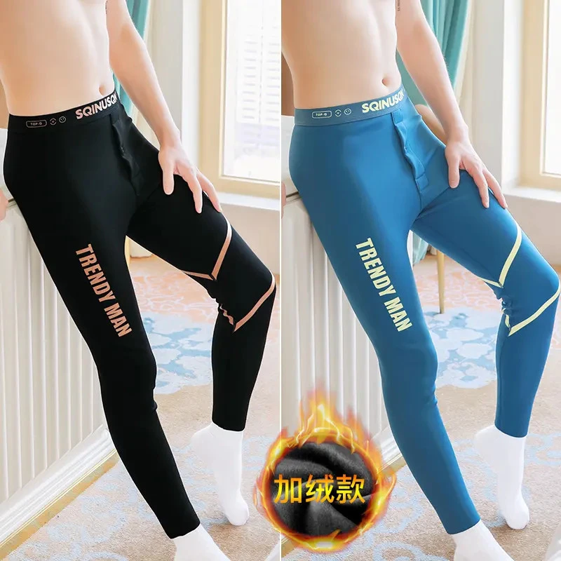 男士保暖裤冬季加绒加厚棉裤芭比裤防寒秋裤男生鲨鱼裤线裤打底裤