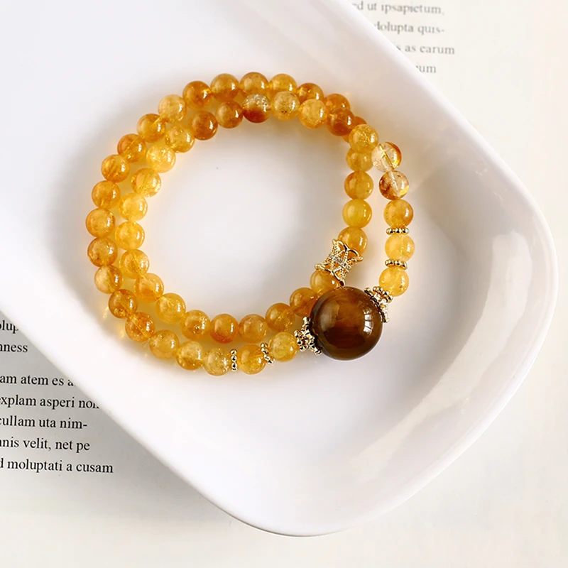 93-天然黄塔晶水晶手串虎眼石手链 颜色微差多样性发一BY10059009