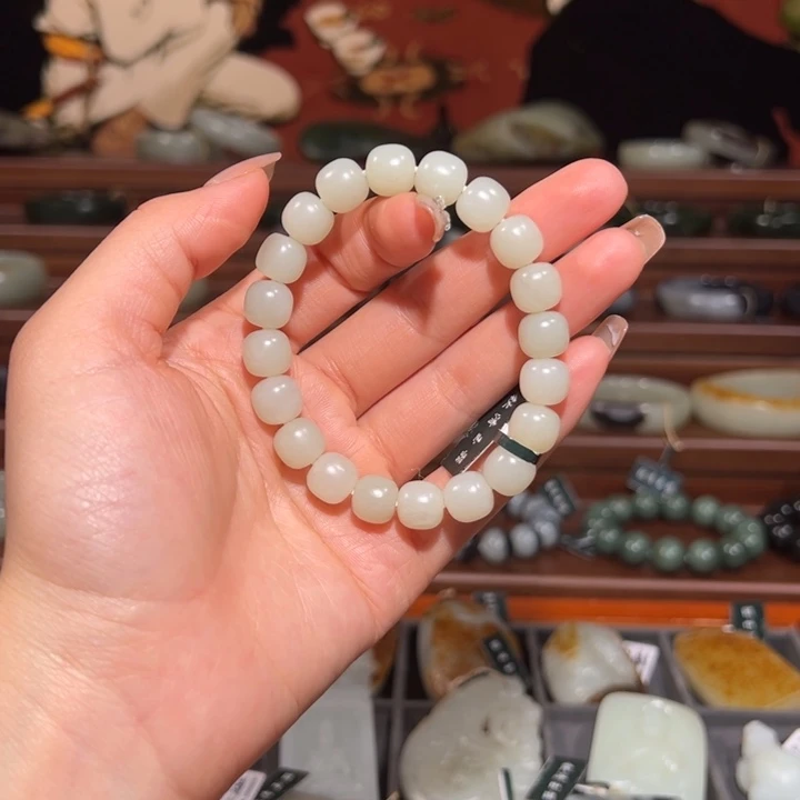 和田玉（白玉）未镶嵌手串白玉9*10老型手串