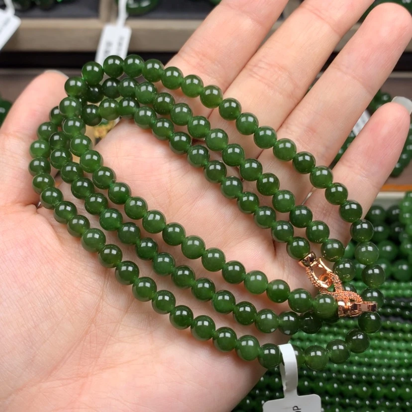 【闪购商品】颈饰未镶嵌和田玉（碧玉）6m冰底辣菠菜绿捡漏