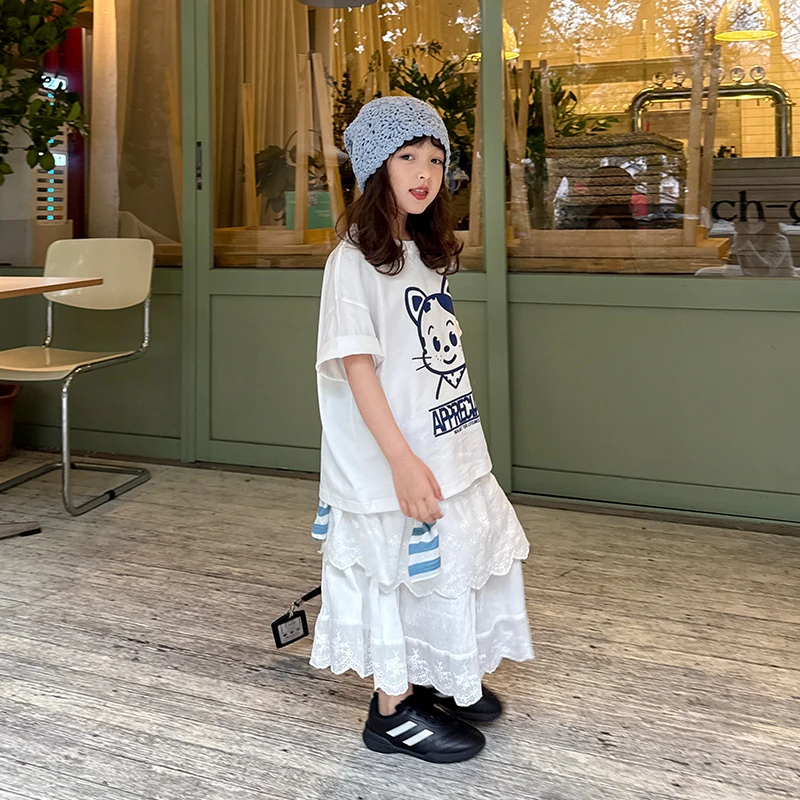 SKB2533【亲子】洋气芭蕾蛋糕裙夏装新款女大童温柔风长款半身裙