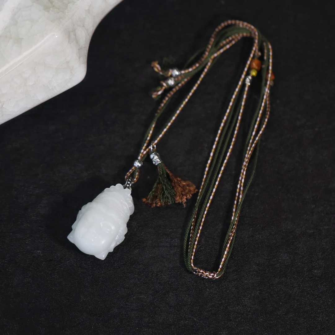 麦麦【随风】x天然和田玉白玉 佛头 吊坠 多样性发一