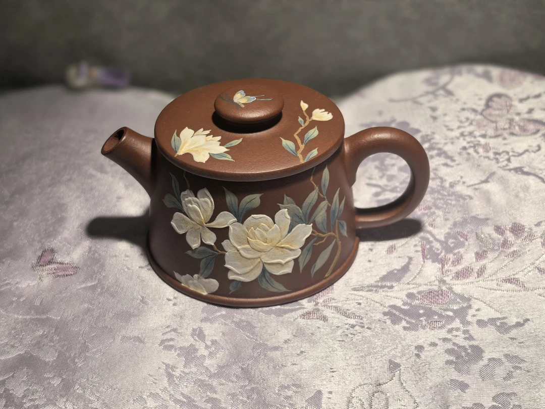 石榴新款 《巨轮玉兰》红皮龙 泥绘玉兰花140CC