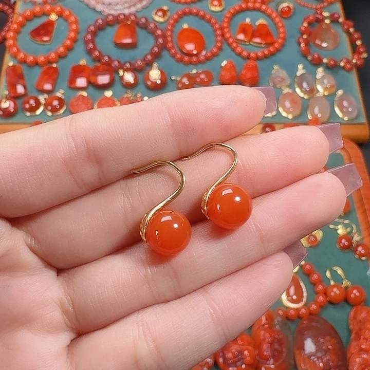 南红玛瑙银S925镶嵌9+