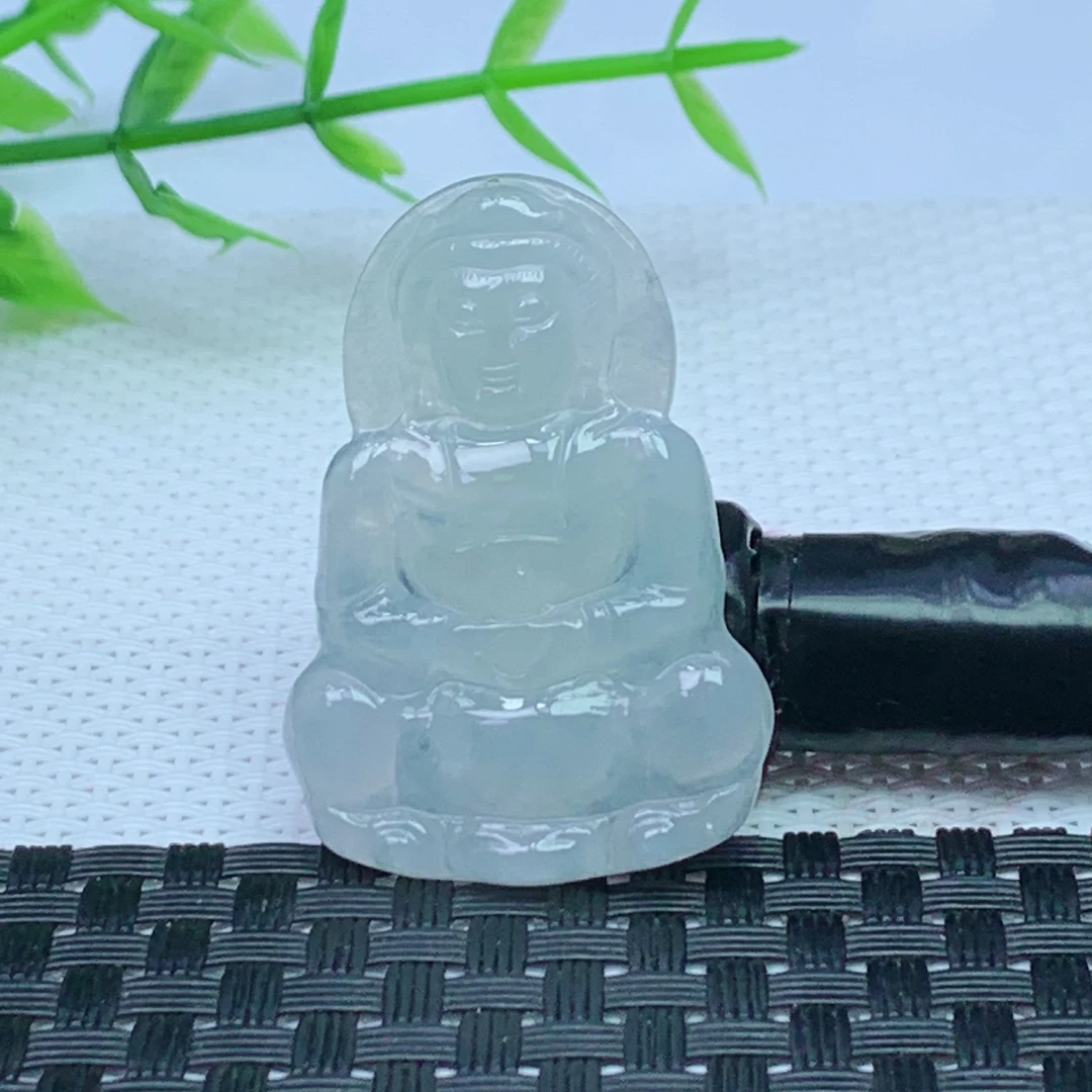 缅甸天然A货翡翠 水润正装观音吊坠 尺寸；37.4*26.3*3.6mm