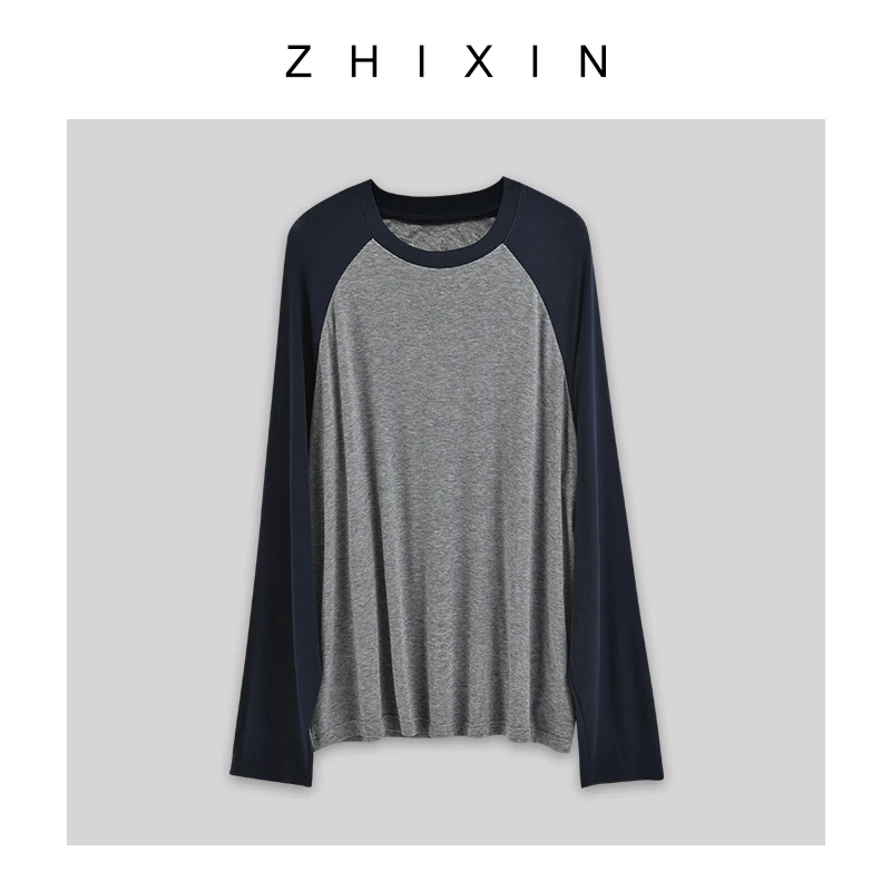 ZHIXIN精选天丝混纺面料 柔软细腻触感 宽松款圆领长袖打底