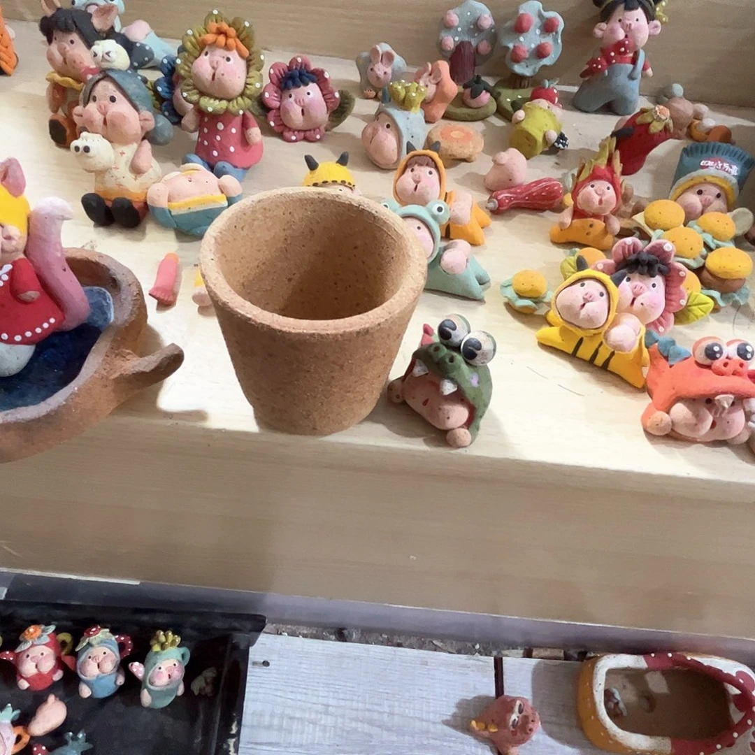 泥塑小*?古镇炻陶花盆