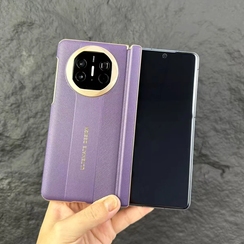 适用华为Matex5折叠屏手机壳新款素皮双中轴保护壳x6超薄简约后壳