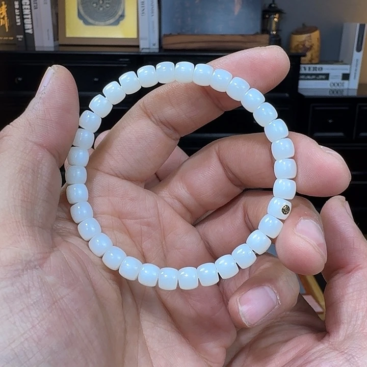 和田玉18K金镶嵌手链