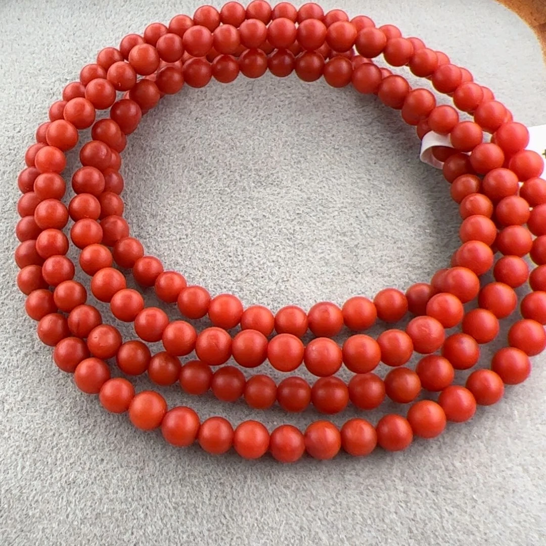 南红玛瑙（保山哑光小米珠长链4+）未镶嵌