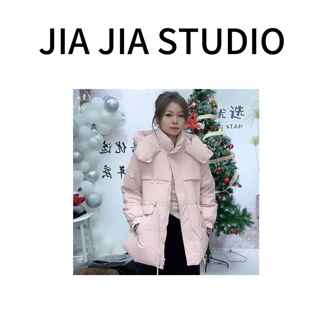 嘉嘉推荐#117【秋冬加厚款】收腰抽绳中长款棉服