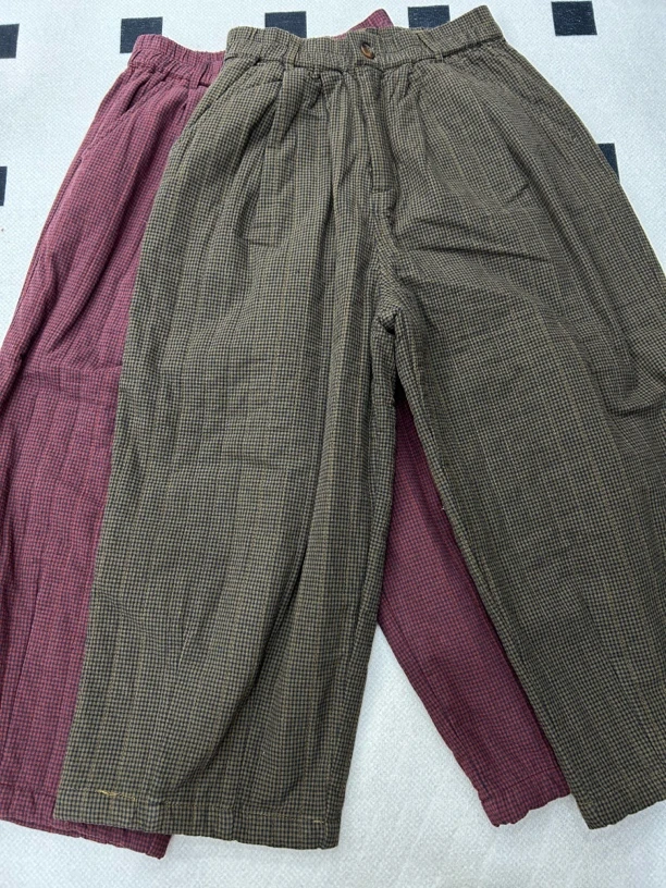 冬款加厚格子棉裤