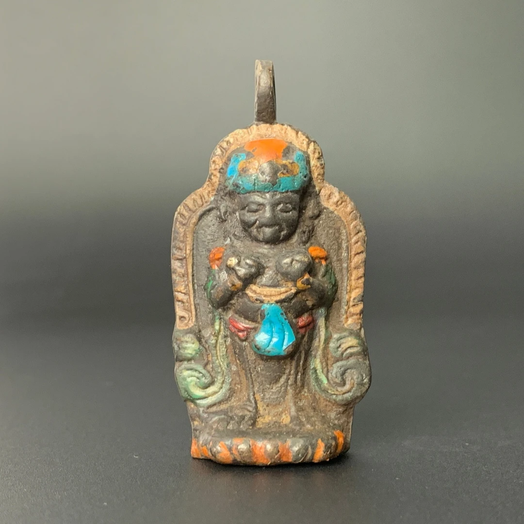 清代·彩绘扎基拉姆挂牌58.1*29mm 62gWSX101037