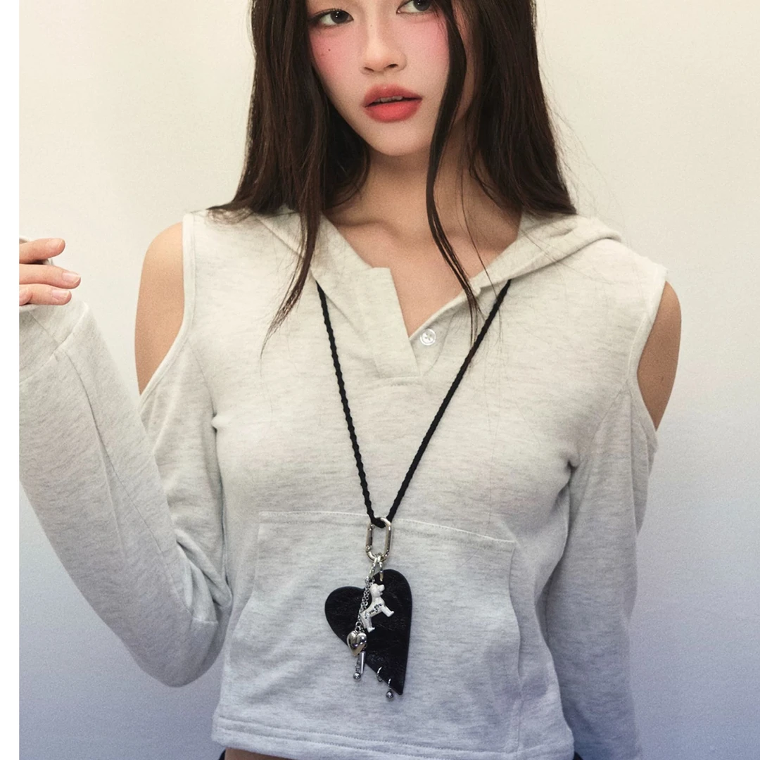 合金项链 原创设计爱心小狗化妆镜编织长项链 可作包挂女