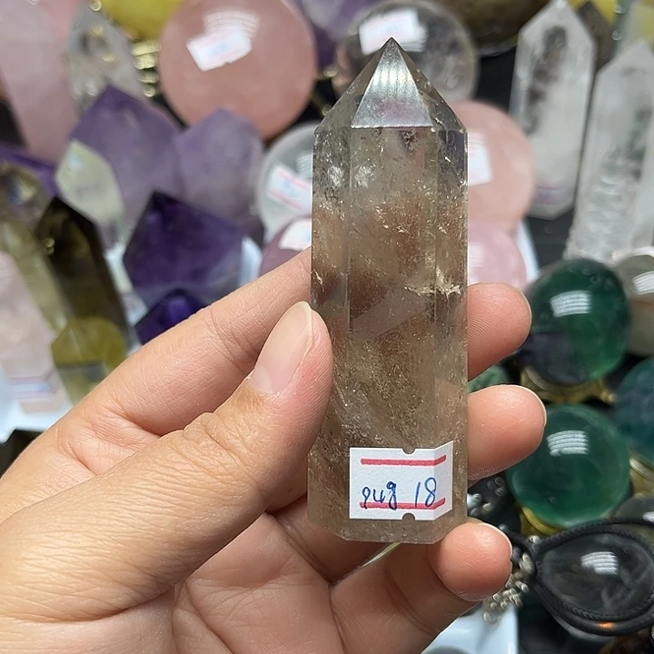 水晶未镶嵌珠宝半成品94克茶水晶柱