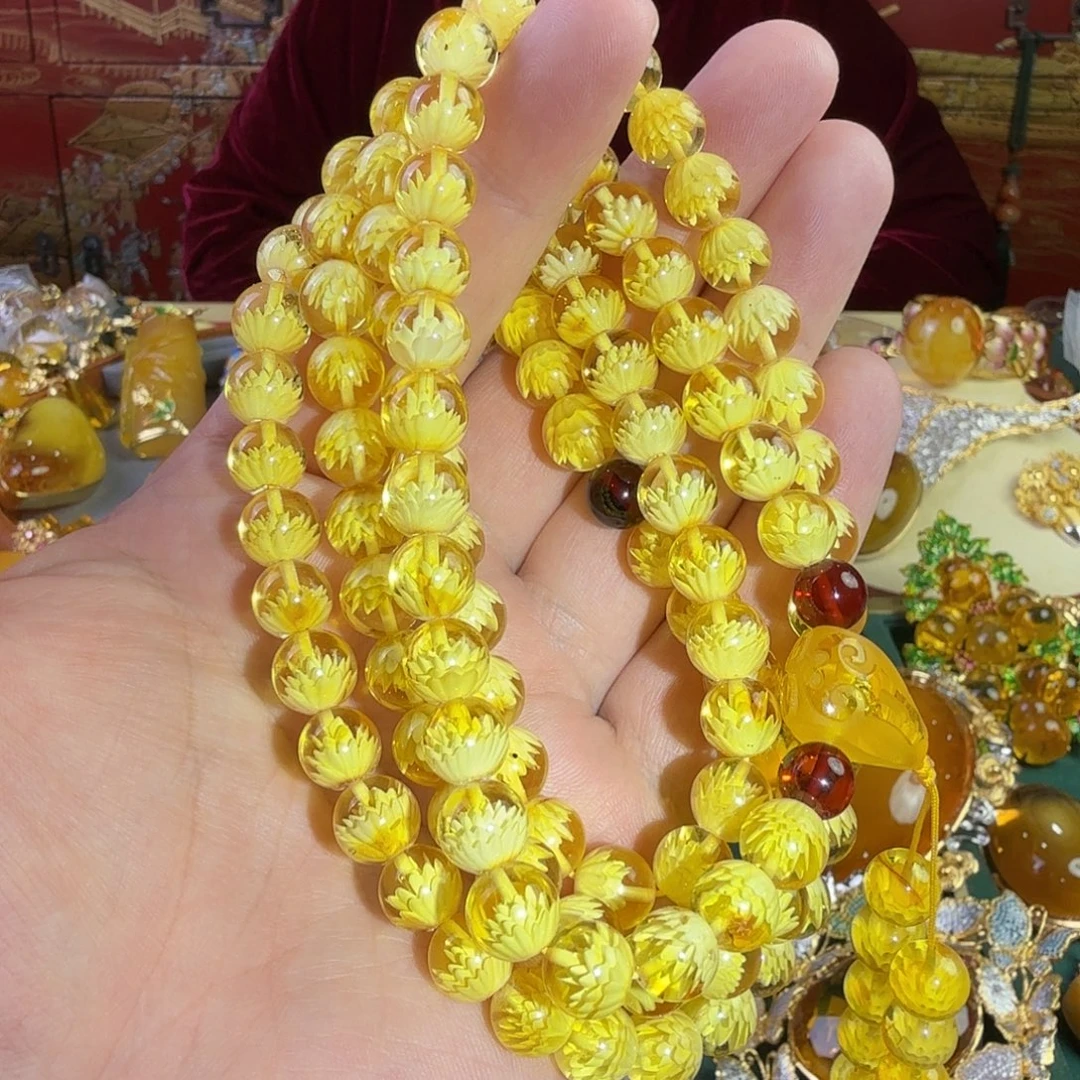 琥珀未镶嵌手链108珠链