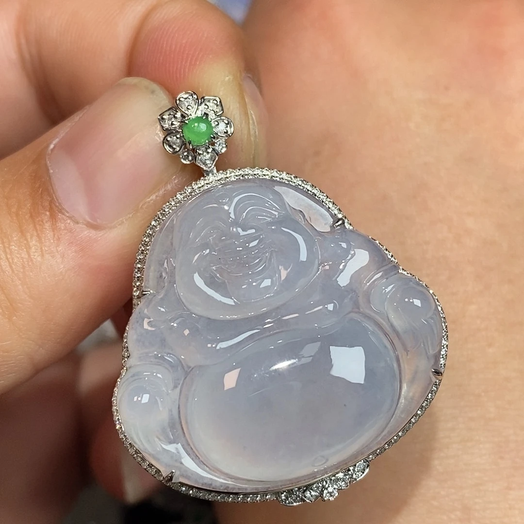 翡翠颈饰18K金镶嵌佛公