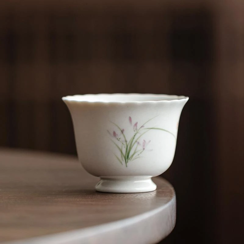 纯手绘景德镇釉下彩单杯品茗杯陶瓷茶具个人专用功夫大茶杯主人杯