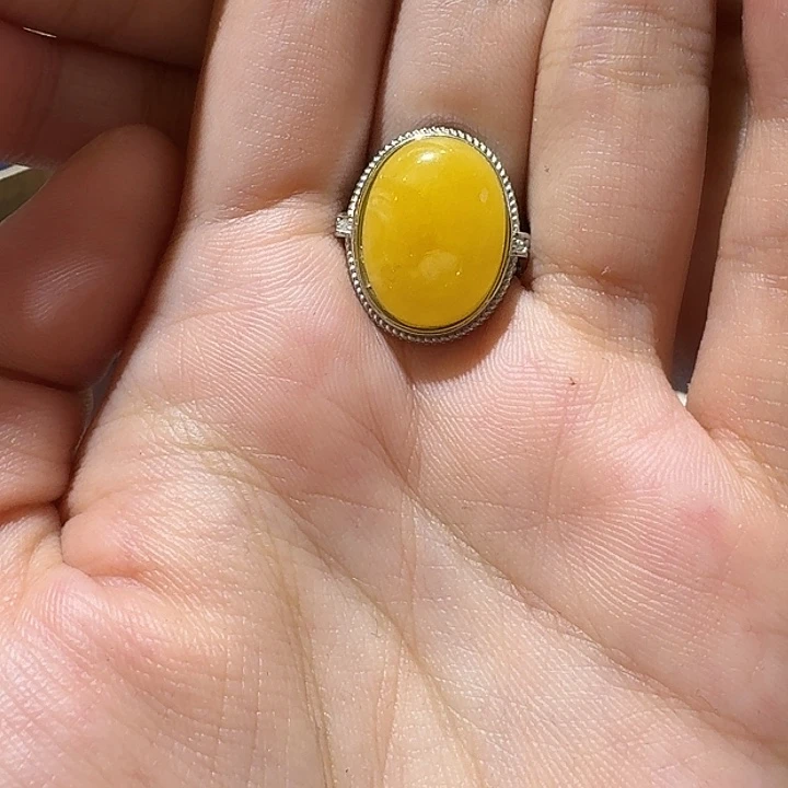 时****蜜蜡银S925镶嵌戒指戒指