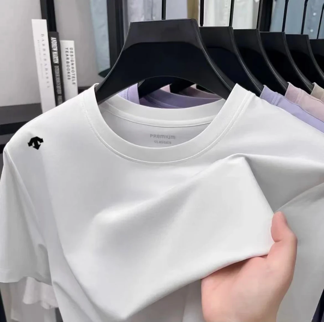 220克纯棉圆领短袖潮流夏季纯色男士修身T恤休闲宽松型上衣