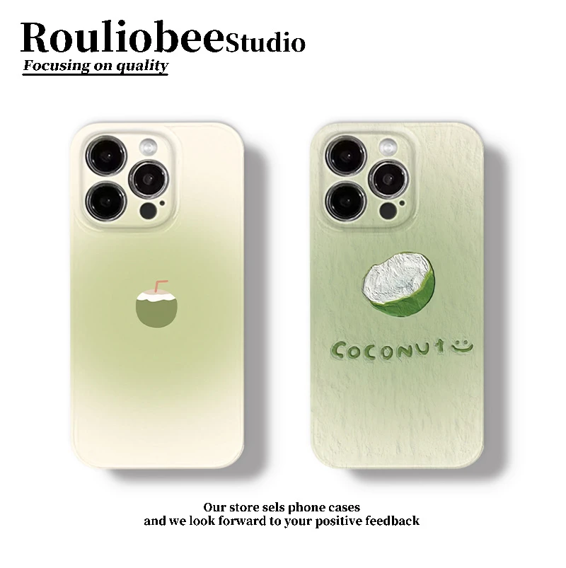 绿色油画椰子适用苹果16promax手机壳iPhone15华为vivo小米oppo套