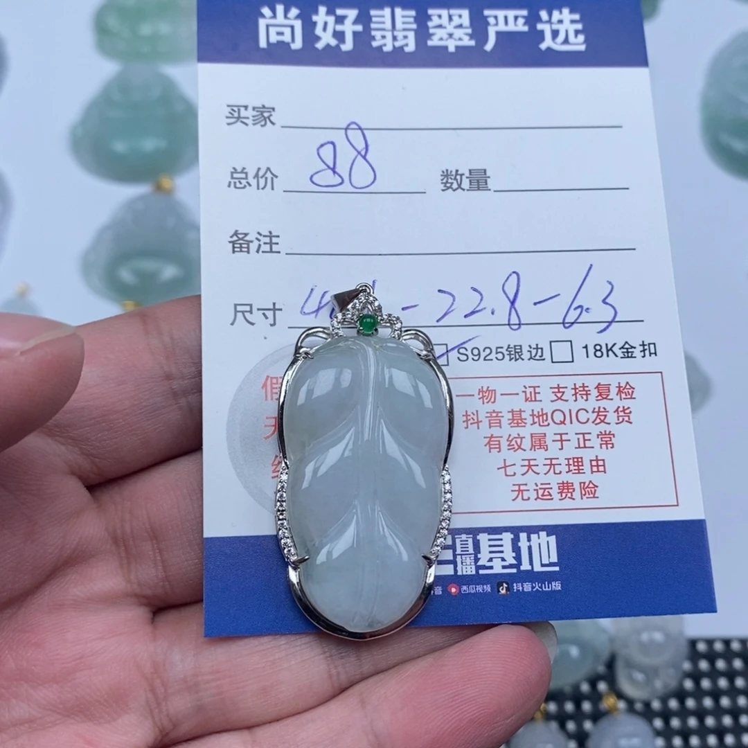 翡翠银S925镶嵌颈饰天然翡翠