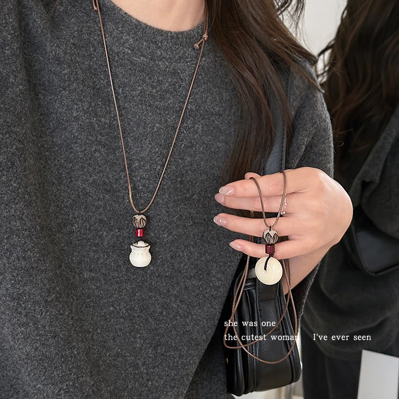 非金属树脂吊坠 新中式禅意平安扣吊坠项链锁骨链毛衣链挂脖配饰