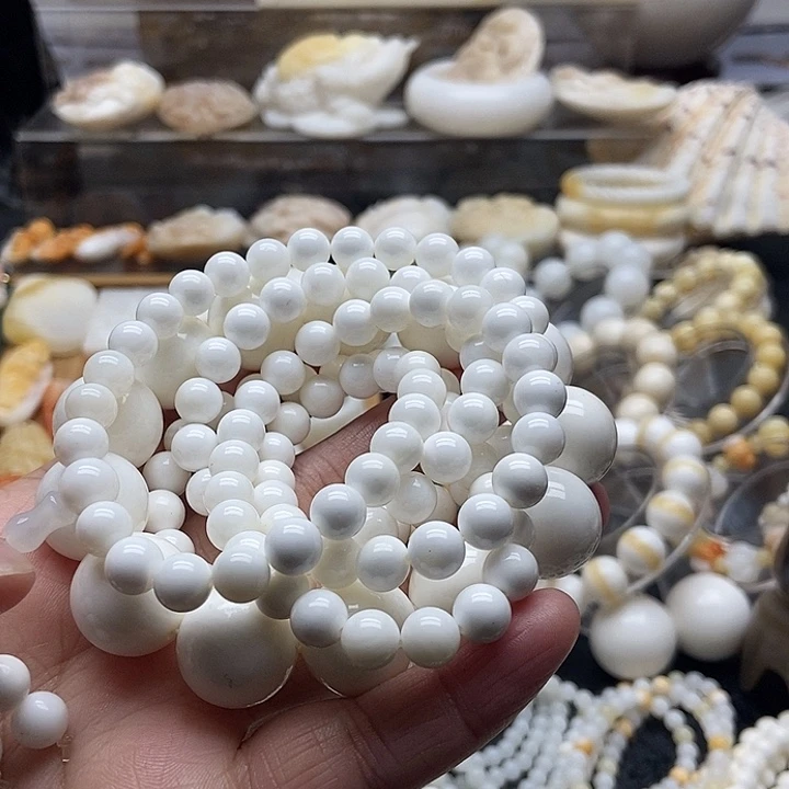 非金属贝壳全白精挑1.8单圈带三通+0.8精挑多圈