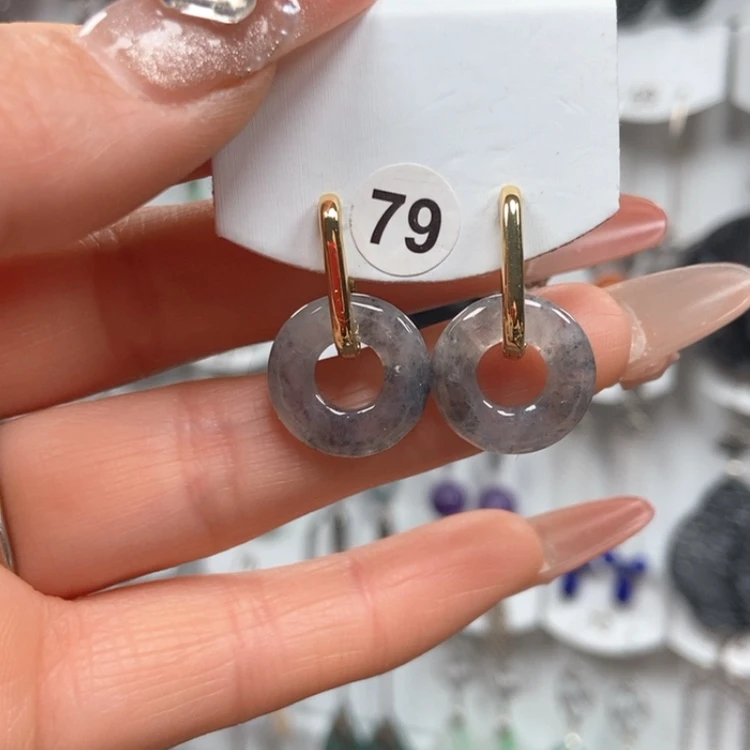 【闪购商品】翡翠耳饰银S925镀金镶嵌