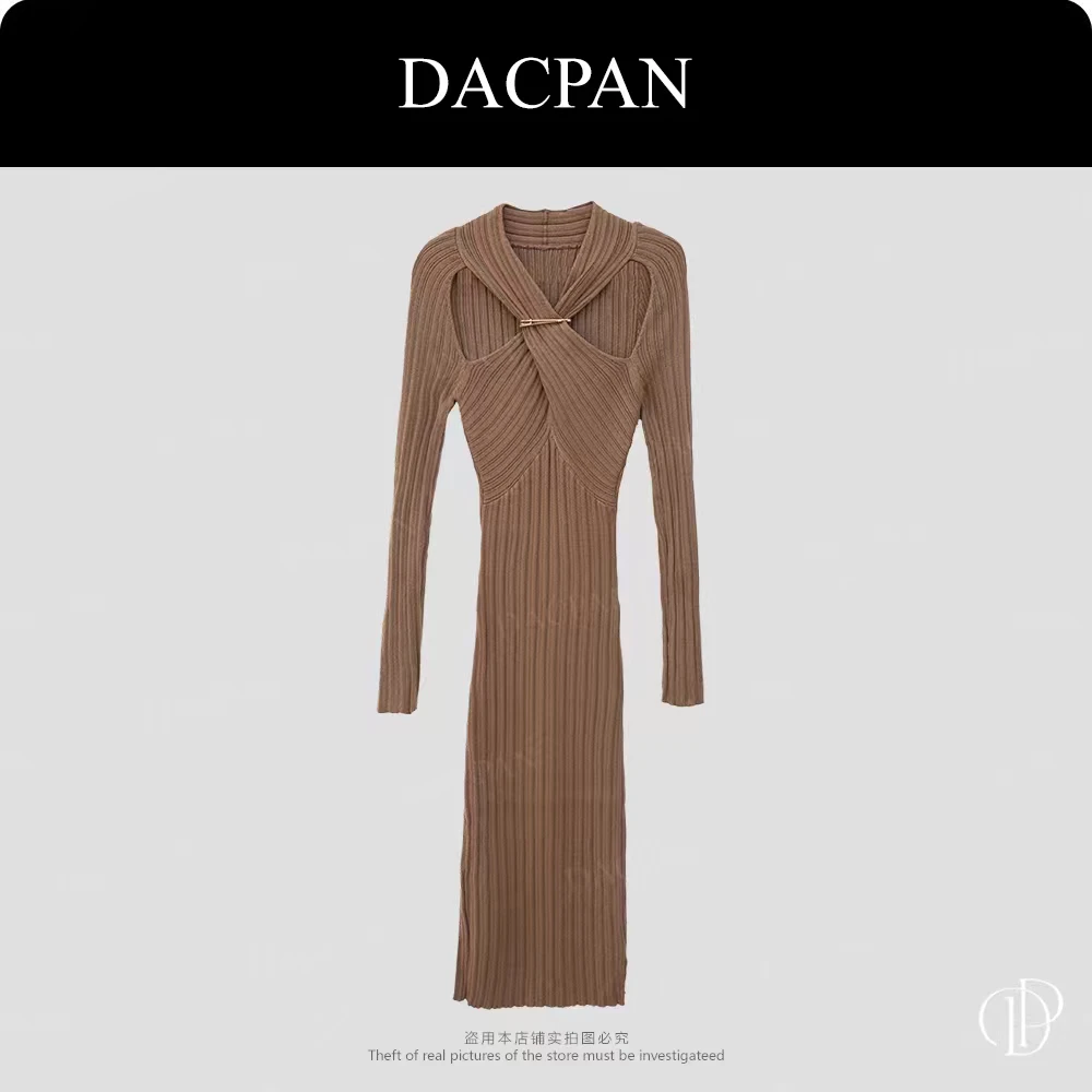 DACPAN-“玛丽黛佳”小心机性感交叉长袖连衣裙 2025/盼·PP 8309