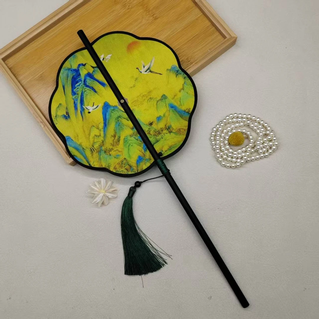 【江山】古风腰扇汉服团扇中国风流苏可卷曲折扇古典便携挂腰扇子