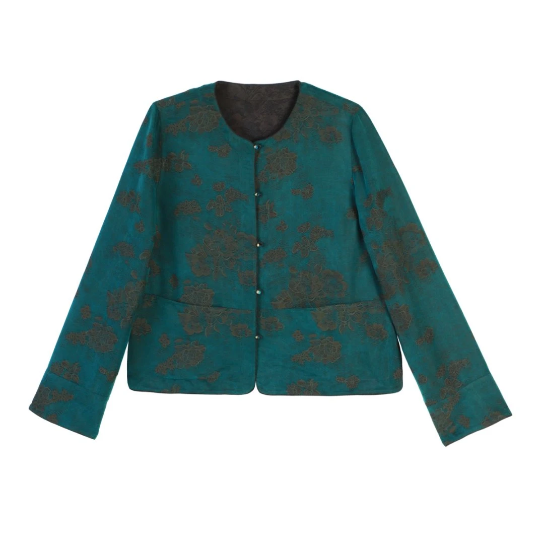 璐   新中式国风 52525  蓝靛染 双面双穿 重锻提花外套 62