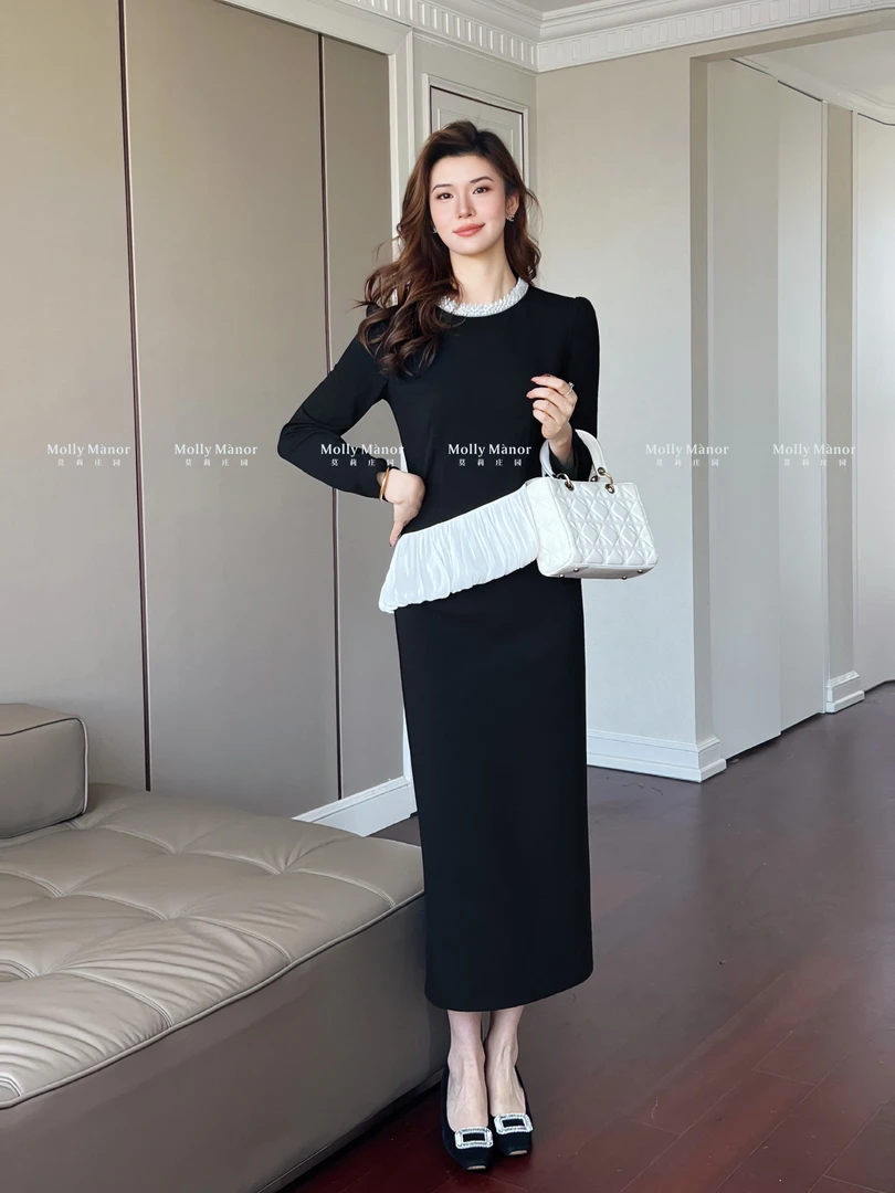 「罗马画报」莫莉庄园法式时尚气质重工洋气千金感长袖套装24171