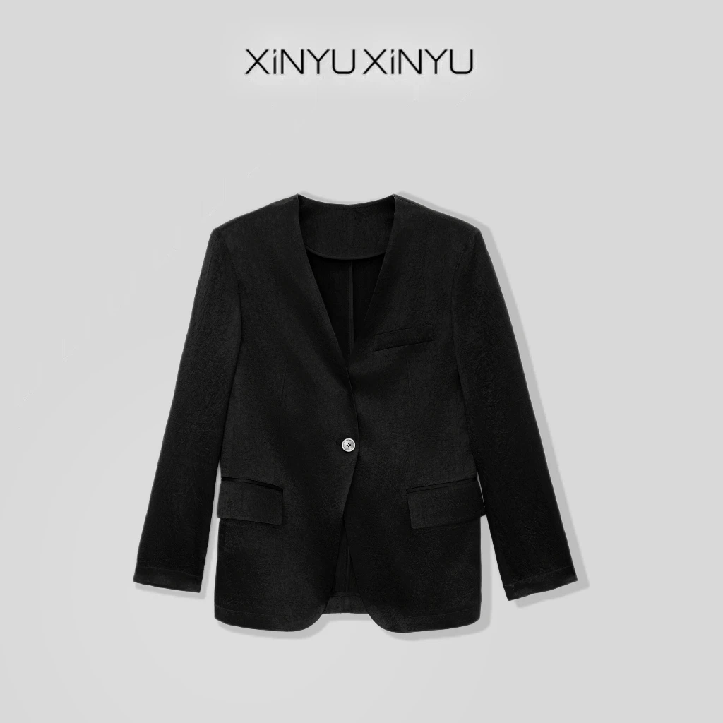 XINYU/芯与100醋酸夏日可穿轻奢氛围感西装 20830A 气质