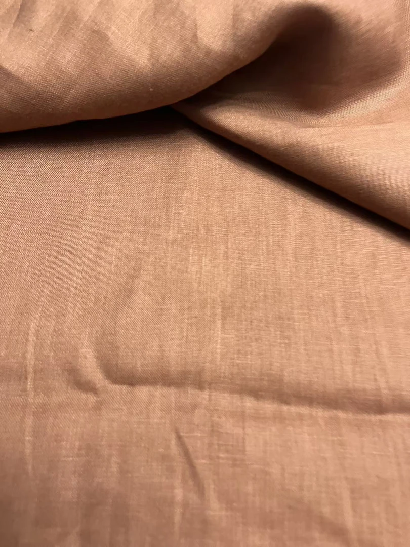 纯亚麻14支焦糖色有垂感面料