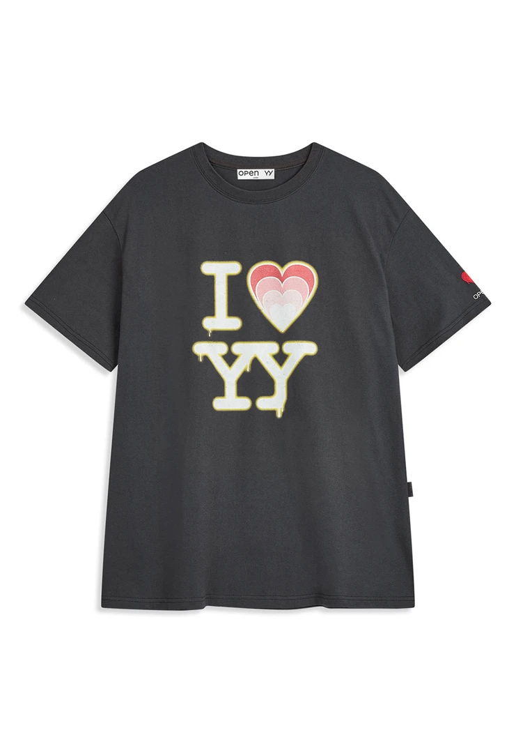 【茉舍】OPEN YY logo印花棉质女士休闲宽松短袖T恤 30543779-599