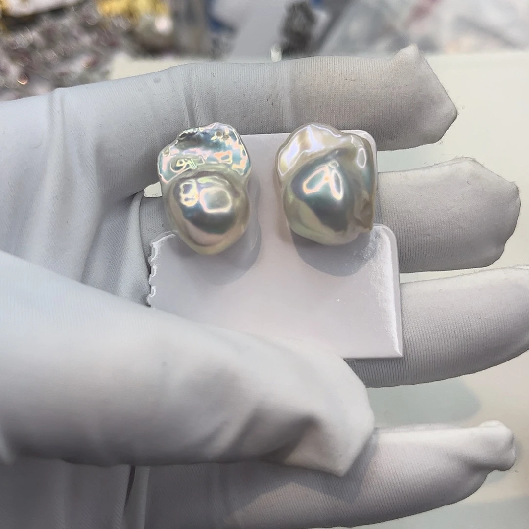 银S925镶嵌淡水珍珠耳饰