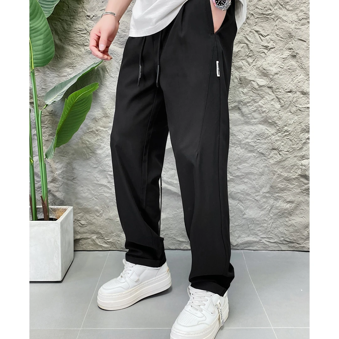 DB7835（聚水潭）薄款黑色伞兵裤弹力宽松潮流透气裤男士休闲裤