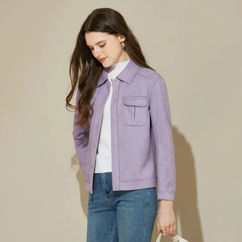 25年春季新款紫色高级简约短款外套 (25W8441)