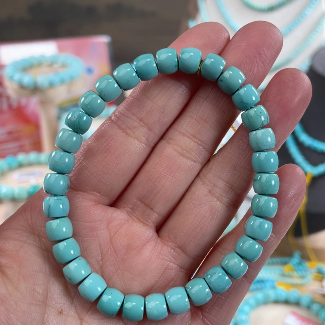 绿松石未镶嵌套链6+精品直切手串