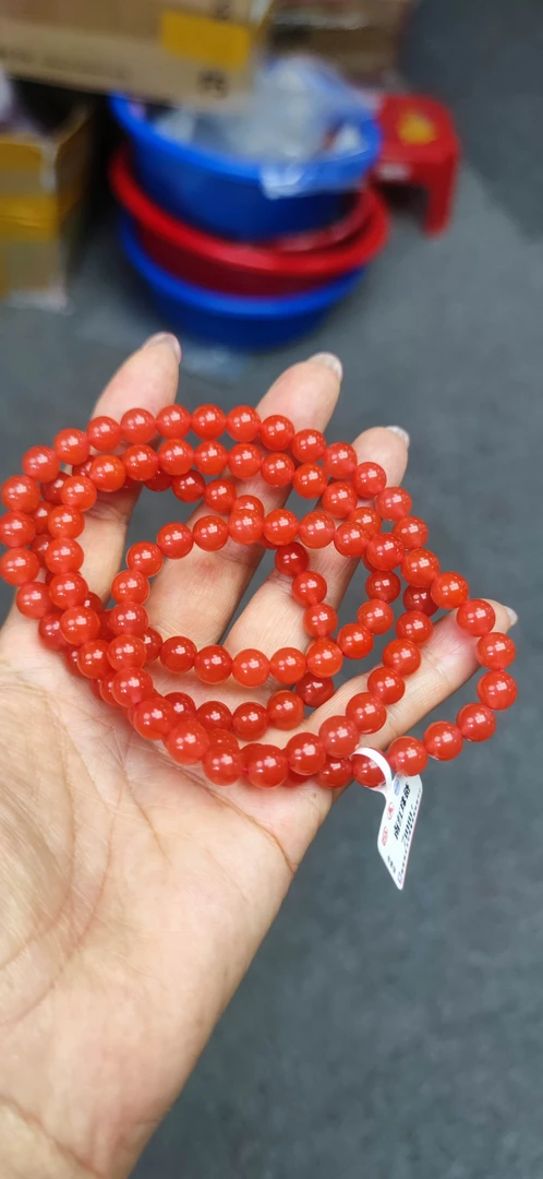 诚信经营支持年退换 南红圆珠冰红多圈手串7+mm多样性发一