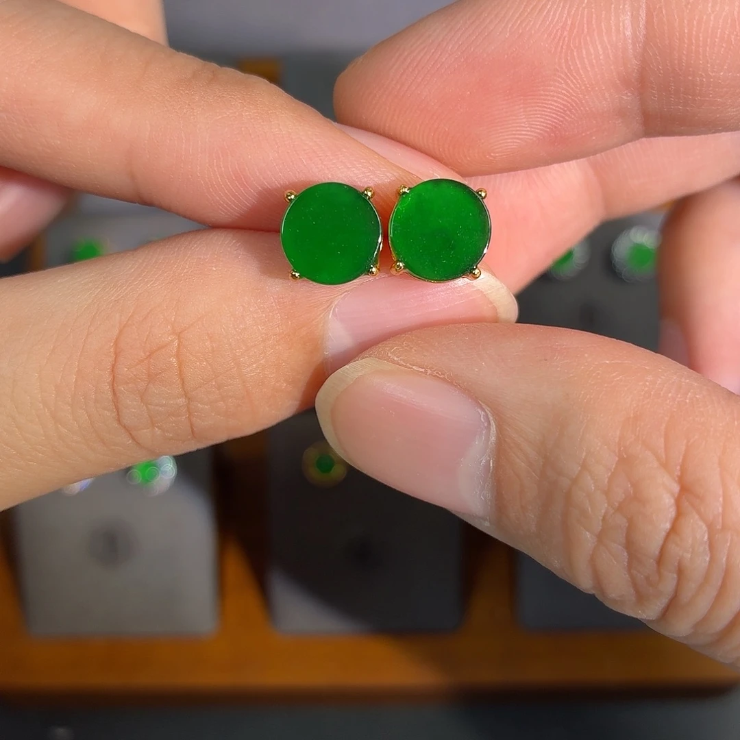 翡翠银S925镶嵌耳饰耳饰