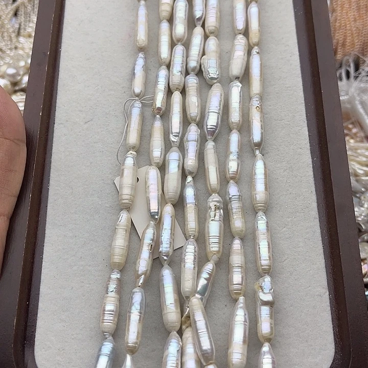 未镶嵌淡水珍珠珠宝半成品一条银条巴洛克珍珠