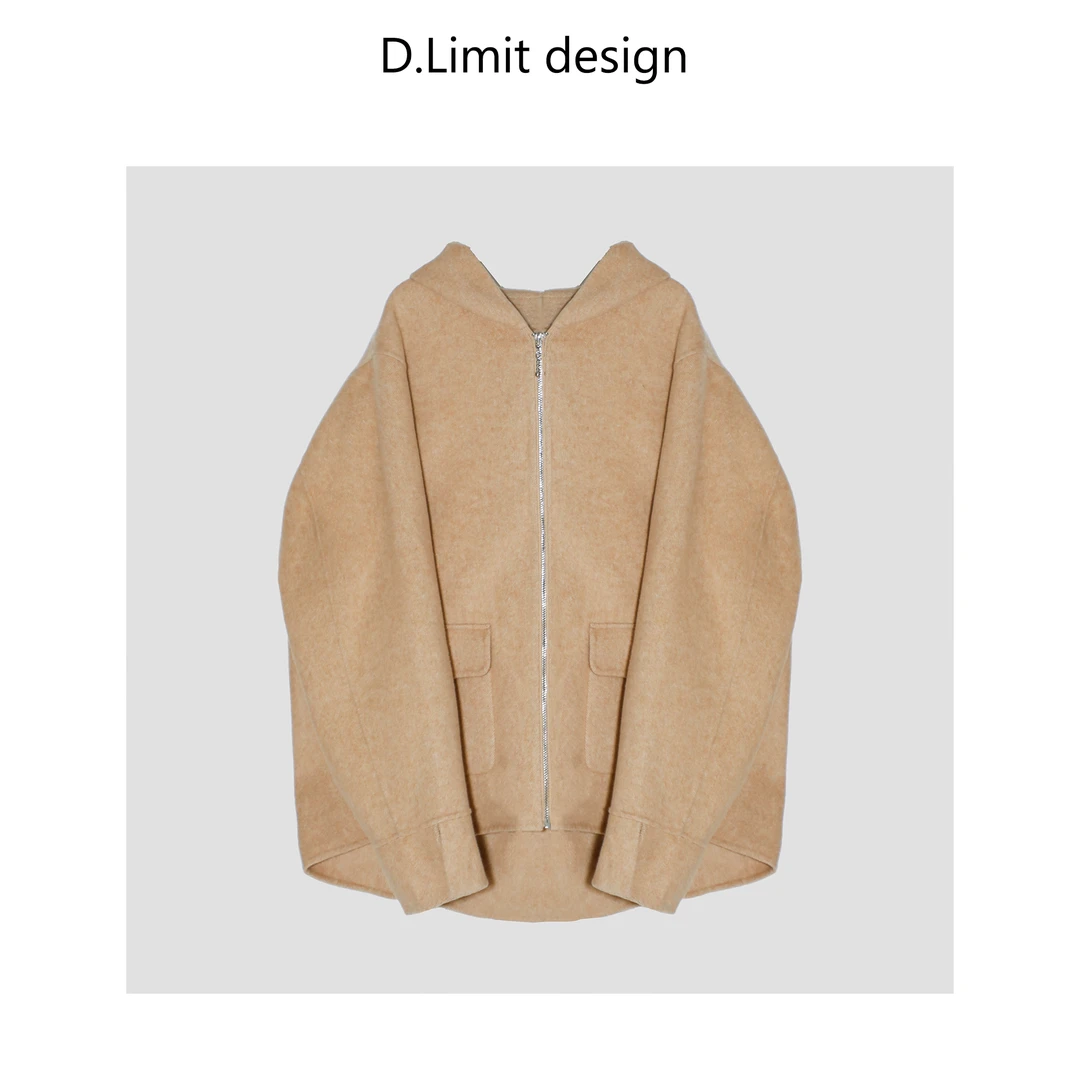 【D.Limit design】袖口开衩拉链短款连帽大衣