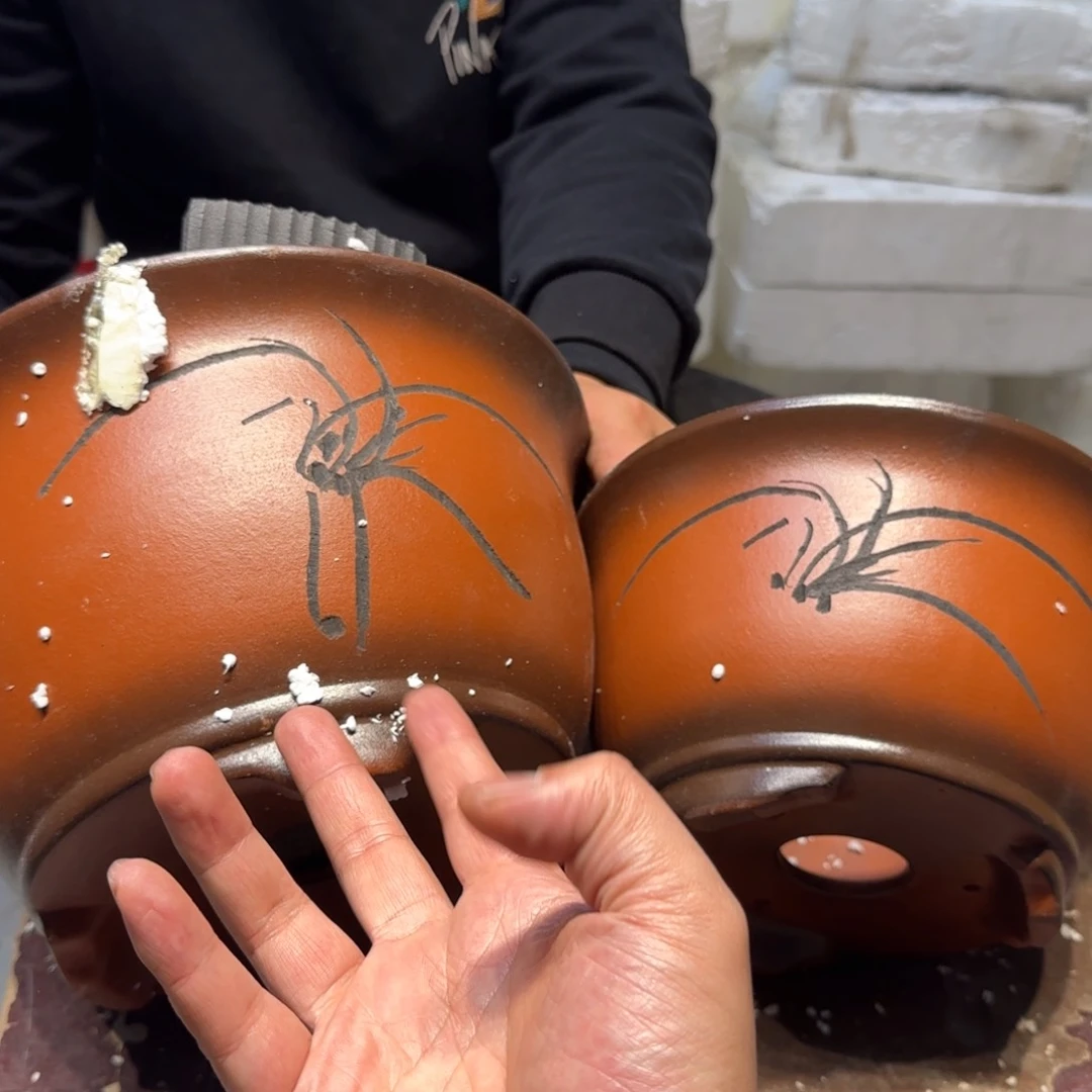 紫砂花盆口径26高度16口22高14